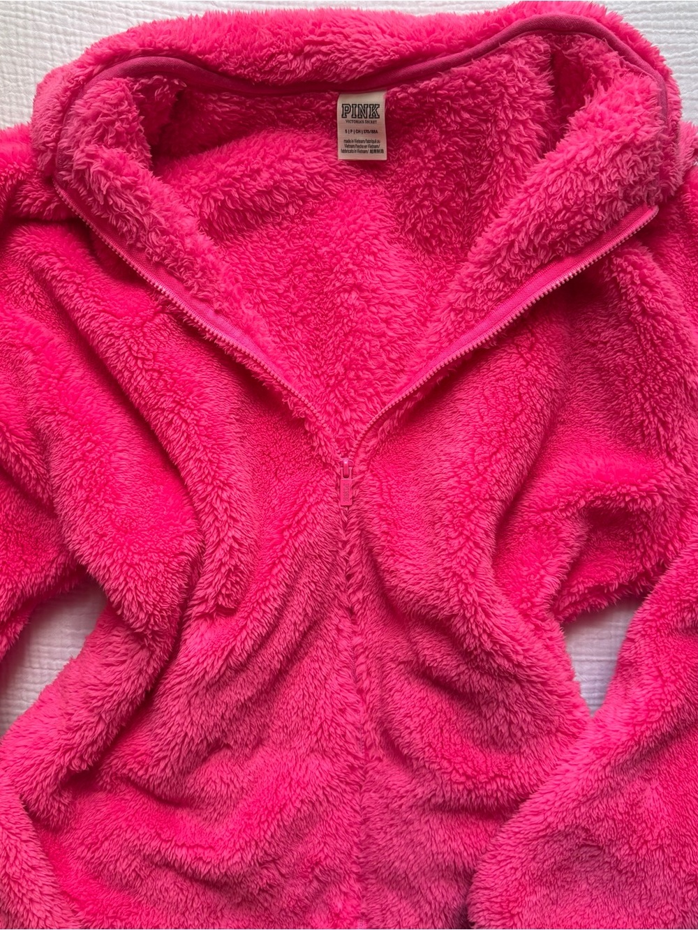 PINK Victoria's Secret Cozy Sherpa Zip Up Jacket - Hot Pink
